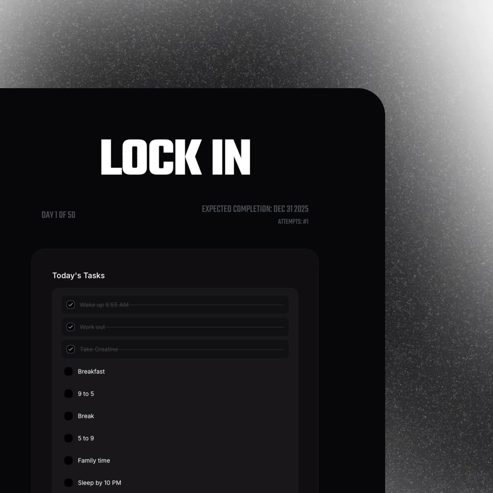 Lock In dashboard
